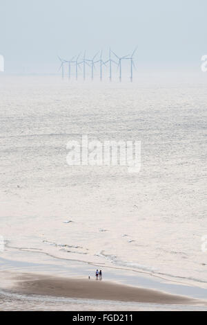 Redcar Windpark von Saltburn, North Yorkshire. Stockfoto