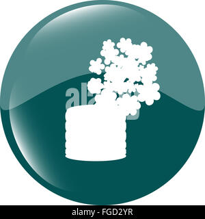 Blumen im Topf Symbol, Web-app-Button isoliert auf weiss Stockfoto