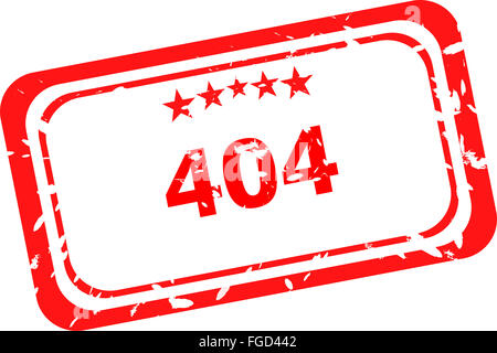 404-Fehler red Rubber Stamp auf einem weißen Hintergrund Stockfoto