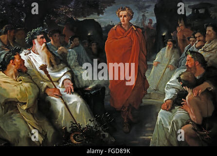 Caesar befassen sich nur mit der Druiden (Kampagnen gallischen) 1867 Hippolyte Debon 1807-1872 Frankreich Französisch (Gaius Julius Caesar 100-44 BC römischer Kaiser allgemeine Staatsmann) Stockfoto