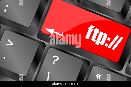 Computer-Tastatur mit FTP-Schlüssel, Technik-Hintergrund Stockfoto