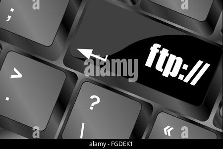 Computer-Tastatur mit FTP-Schlüssel, Technik-Hintergrund Stockfoto