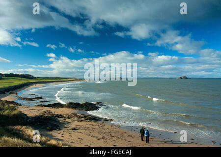 North Berwick Recht und breiten Sandstrand in der Nähe von North Berwick, East Lothian Stockfoto