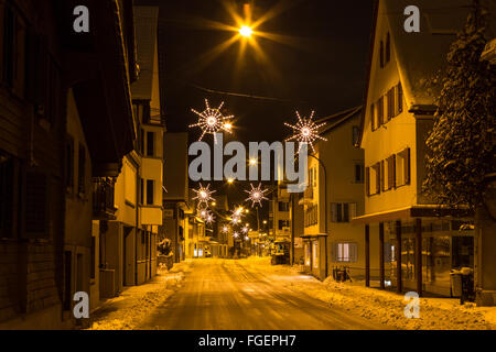 Nacht-Landschaft im Winter, Malters, Luzern, Switz Stockfoto