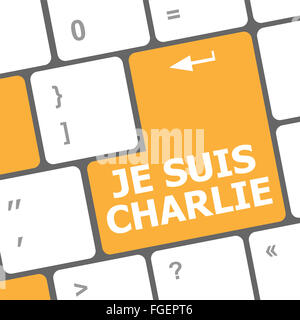 Je Suis Charlie Text auf Tasten der Tastatur, Bewegung gegen den Terrorismus Stockfoto