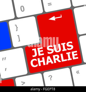 Je Suis Charlie Text auf Tasten der Tastatur, Bewegung gegen den Terrorismus Stockfoto