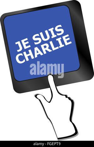 Je Suis Charlie Text auf Tasten der Tastatur, Bewegung gegen den Terrorismus Stockfoto