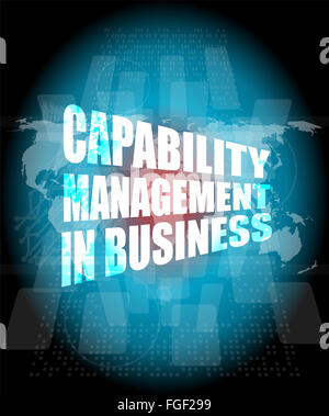 Capability Management Business Worten auf Touch-Screen-Oberfläche Stockfoto