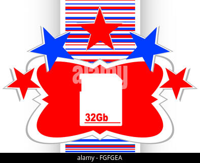 Flash-Speicher Karte Web-Taste (Symbol) isoliert auf weißem Vektor Stockfoto