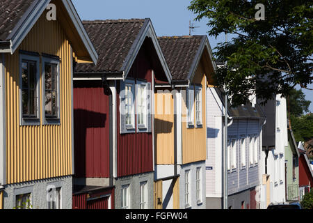 Traditionelle schwedische hölzerne Häuser, Karlskrona, Blekinge, Südschweden, Schweden, Skandinavien, Europa Stockfoto