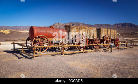 Zwanzig Mule Team Wagen durchgeführt Borax aus dem Death Valley National Park Stockfoto