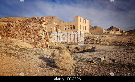 Ruinen der Geisterstadt Rhyolite in der Nähe von Death Valley Stockfoto