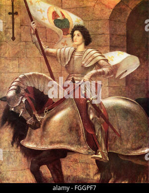Joan of Arc, 1412-1431, aka Jeanne d ' Arc, die Jungfrau von Orléans oder Jeanne la Pucelle.  Französische Heldin.  Nach dem Gemälde von W. B. Richmond. Stockfoto