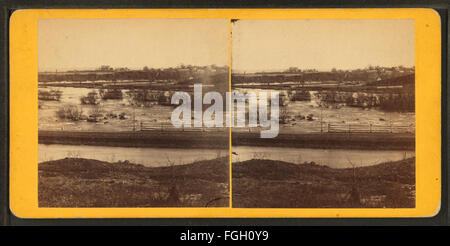 Dieses Bild aus der Robert N. Dennis-Sammlung erfasst Belle Isle, ein bemerkenswertes Gefängnisdepot während des Bürgerkriegs, und zeigt den Ort und seine historische Bedeutung. Stockfoto