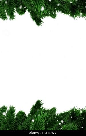 Grüne Tanne Äste mit Schnee Stockfoto