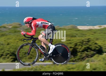 Sagres, Portual. 19. Februar 2016. BROECKX Stig (BEL) Fahrer von LOTTO SOUDAL in Aktion während der 3. Etappe des 42. der Algarve-Rundfahrt Radrennen, einem Einzelzeitfahren von 18km mit start und Ziel in Sagres am 19. Februar 2016 in Sagres, Portugal. Bildnachweis: Aktion Plus Sport/Alamy Live-Nachrichten Stockfoto