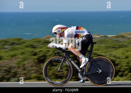 Sagres, Portual. 19. Februar 2016. Tony MARTIN (GER) Fahrer ETIXX - QUICK-STEP in Aktion während der 3. Etappe des 42. der Algarve-Rundfahrt Radrennen, einem Einzelzeitfahren von 18km mit start und Ziel in Sagres am 19. Februar 2016 in Sagres, Portugal. Bildnachweis: Aktion Plus Sport/Alamy Live-Nachrichten Stockfoto