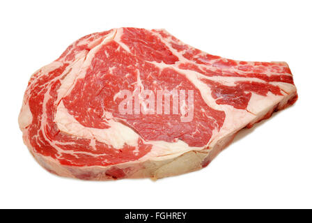 Mageres Bio-Rindfleischsteak Isolated Over White Stockfoto