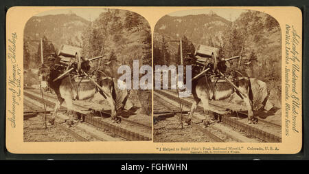 Ich unterstützte den Pikes Peak Bahn mich, Colorado, USA, aus Robert N. Dennis Sammlung von stereoskopischen Ansichten 2 Stockfoto