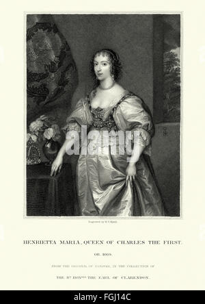 Porträt von Henrietta Maria von Frankreich 1609 bis 1669, Gemahl der Königin von England, Schottland und Irland als die Frau von König Charles Stockfoto