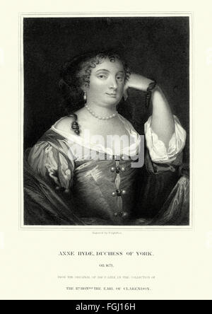 Porträt von Anne Hyde1637, 1671, Herzogin von York und Albany als die erste Frau des zukünftigen König James II. von England. Stockfoto