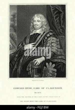 Porträt von Edward Hyde, 1. Earl of Clarendon 1609 bis 1674 ein englischer Staatsmann und Historiker. Dem König treu ergeben, er baute die Stockfoto