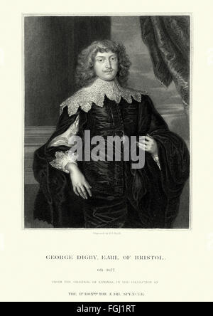 Porträt von George Digby, 2. Earl of Bristol 1612 bis 1677.  Er unterstützt die royalistische Sache im englischen Bürgerkrieg Stockfoto