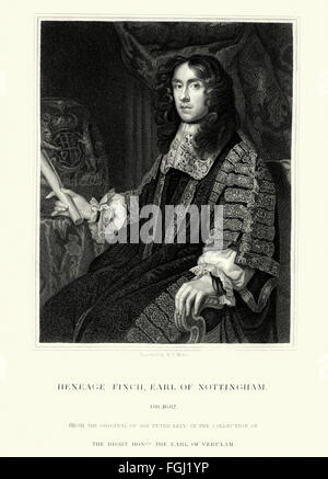 Porträt von Heneage Finch, 1. Earl of Nottingham 1621 bis 1682, Lordkanzler von England Stockfoto