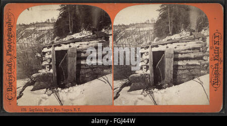 Log Cabin, blutigen laufen, Niagara, N.Y, von Robert N. Dennis Sammlung von stereoskopischen Ansichten Stockfoto