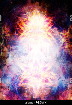 ornamentale Mandala und farbigem Hintergrund mit Wüste Knistern Stockfoto