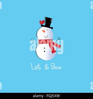 Glücklich Schneemann in einem roten Schal Stock Vektor