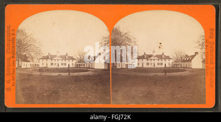 Ein Foto von N.G. Johnson, das die West- oder Originalfront des Mt. Vernon Villa, die die architektonischen Details und die historische Bedeutung von George Washingtons Haus erfasst. Stockfoto