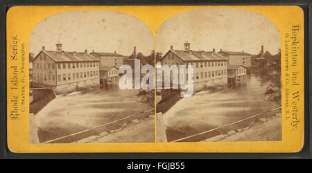 Potter Hill Mühle und dam aus Robert N. Dennis Sammlung von stereoskopischen Ansichten Stockfoto