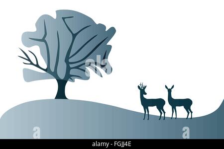 Reh-Landschaft Abbildung Stock Vektor