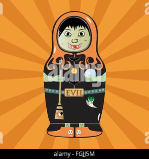 Hexe Halloween Matroschka Stock Vektor
