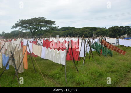 Kochi, Indien - öffnen 1. November 2015 - Luft Waschsalon Dhobi Ghat in Kochi, Süd-Indien Stockfoto