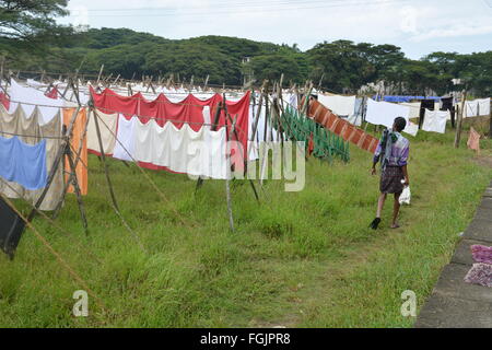 Kochi, Indien - öffnen 1. November 2015 - Luft Waschsalon Dhobi Ghat in Kochi, Süd-Indien Stockfoto