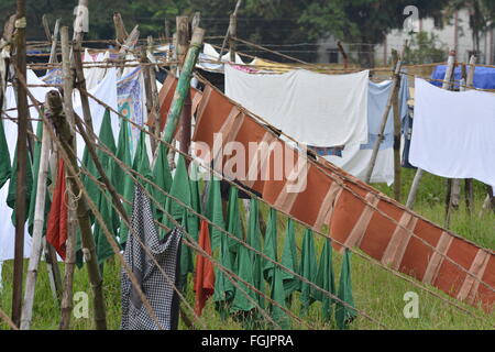 Kochi, Indien - öffnen 1. November 2015 - Luft Waschsalon Dhobi Ghat in Kochi, Süd-Indien Stockfoto