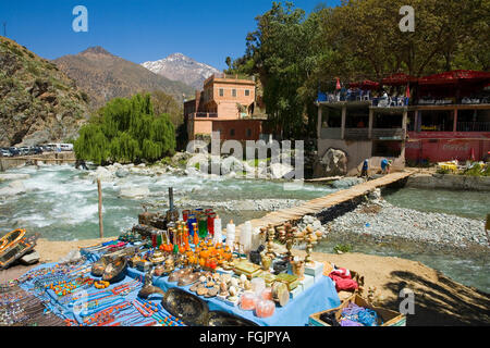 Fluss-Szene im Dorf von Setti Fatma im Ourika Tal Stockfoto