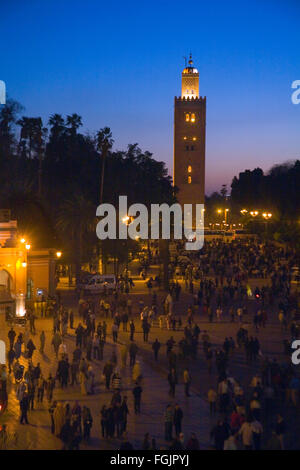 Die La Koutoubia Moschee am Platz Jemaa El Fna in Marrakesch, Marokko Stockfoto