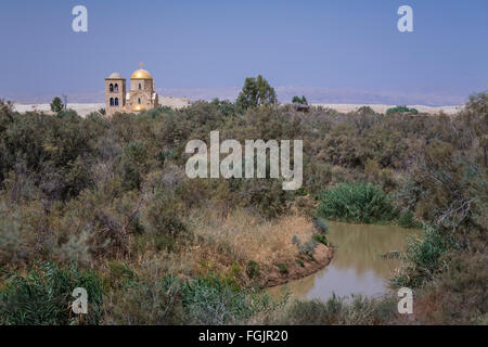 Die griechisch-orthodoxe Kirche St. Johannes der Täufer in Bethanien, die Taufstelle Jesu am Fluss Jordan Haschemitischen Königreich Stockfoto