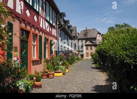 historische Altstadt mit seinen Fachwerkhäusern Frankfurt-Hoechst Stockfoto