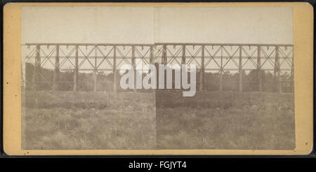 Abschnitt der Trestle Bridge auf der New York, Boston & Montreal Railway, im Osten Tarry Town, N.Y, aus Robert N. Dennis Sammlung von stereoskopischen Ansichten Stockfoto