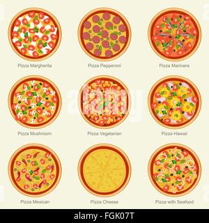 Pizza stellen Icons. Stock Vektor