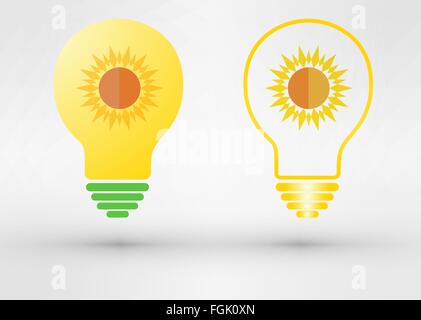 Glühbirne mit Sonne. Vektor-Eps 10-illustration Stock Vektor