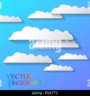 Vektor abstrakten Hintergrund bestehend aus weißem Papier Wolken über blau. EPS10. Gut für Business-Präsentation und marketing Stock Vektor