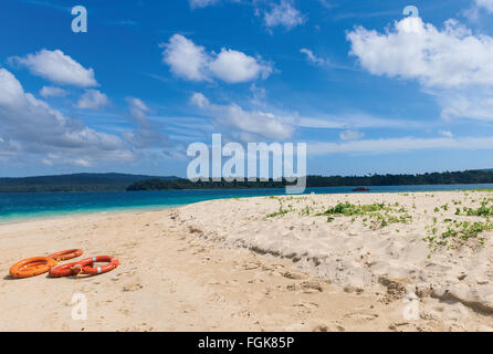 Szene am Meeresstrand von Joly Bouy Insel, Mahatama Gandhi marine National Park, Portblair, Andamanen, Indien Stockfoto