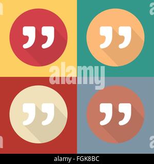 Zitat Vektor-Icons isoliert auf bunten Hintergründen. Stock Vektor
