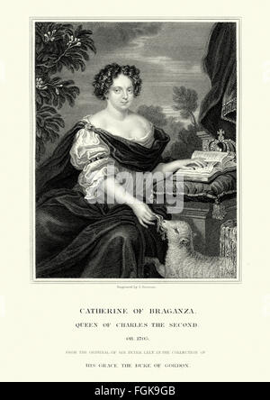 Porträt von Catherine von Braganza 1638 bis 1705 war Königin von England, Schottland und Irland von 1662 bis 1685, als die Frau des Königs Stockfoto