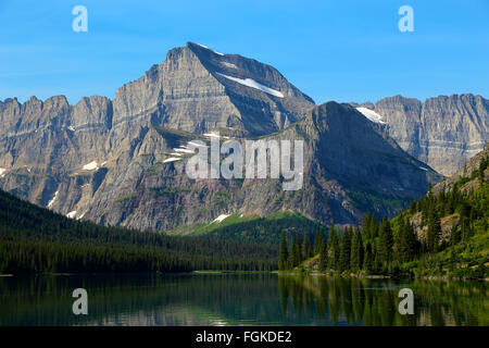 Glacier Nationalpark Mount Gould und Swiftcurrent Lake vom Grinnel Glacier Trail Stockfoto